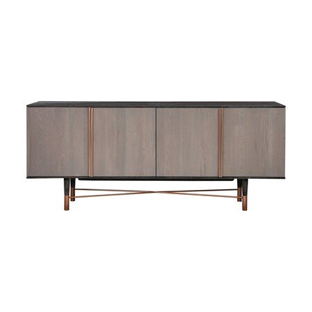 Armen Living Turin Rustic Oak Wood Sideboard Cabinet with Copper Accent LCTNBUBL